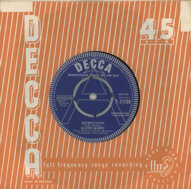 Kathy Kirby Secret Love UK Promo 7" vinyl