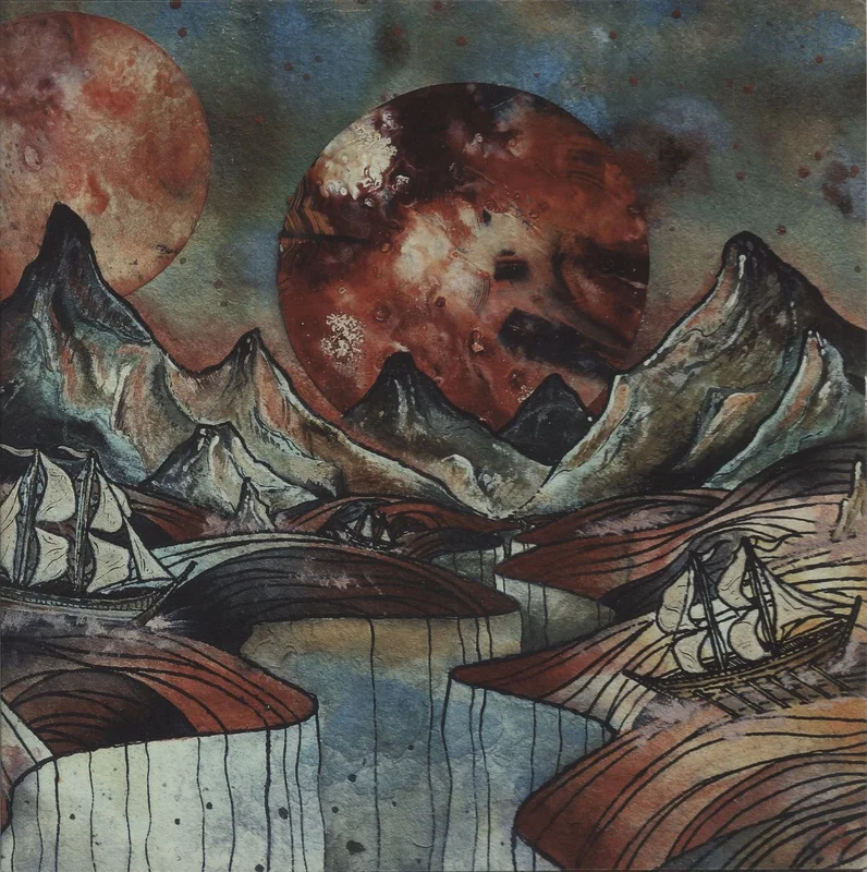 Khan (Stoner Rock) Vale - Orange & Turquoise w/ White Splatter 'Sky Valley' Vinyl Australian 2-LP vinyl set