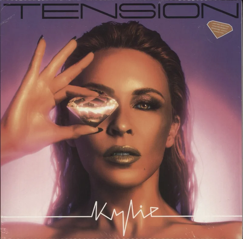 Kylie Minogue Tension - Transparent Orange Vinyl - Autographed Print UK Vinyl LP