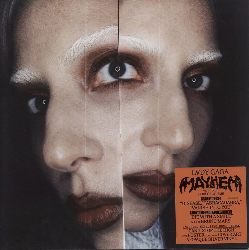 Lady Gaga MAYHEM - Opaque Silver Vinyl + Autographed Card, Poster & CD UK 2-LP vinyl set