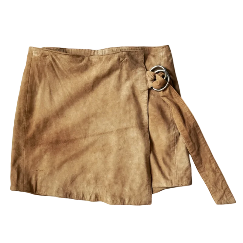 Leather Wrap Mini Skirt (28")