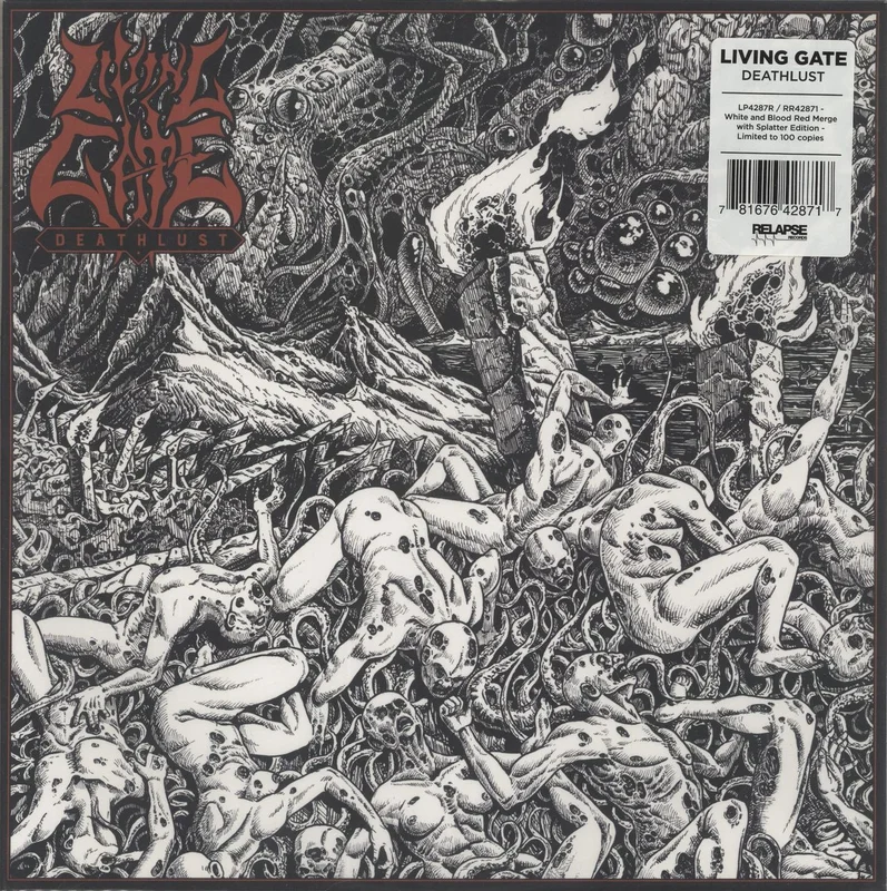 Living Gate Deathlust - Etched - White W/ Black & Red Splatter Vinyl US 12" vinyl
