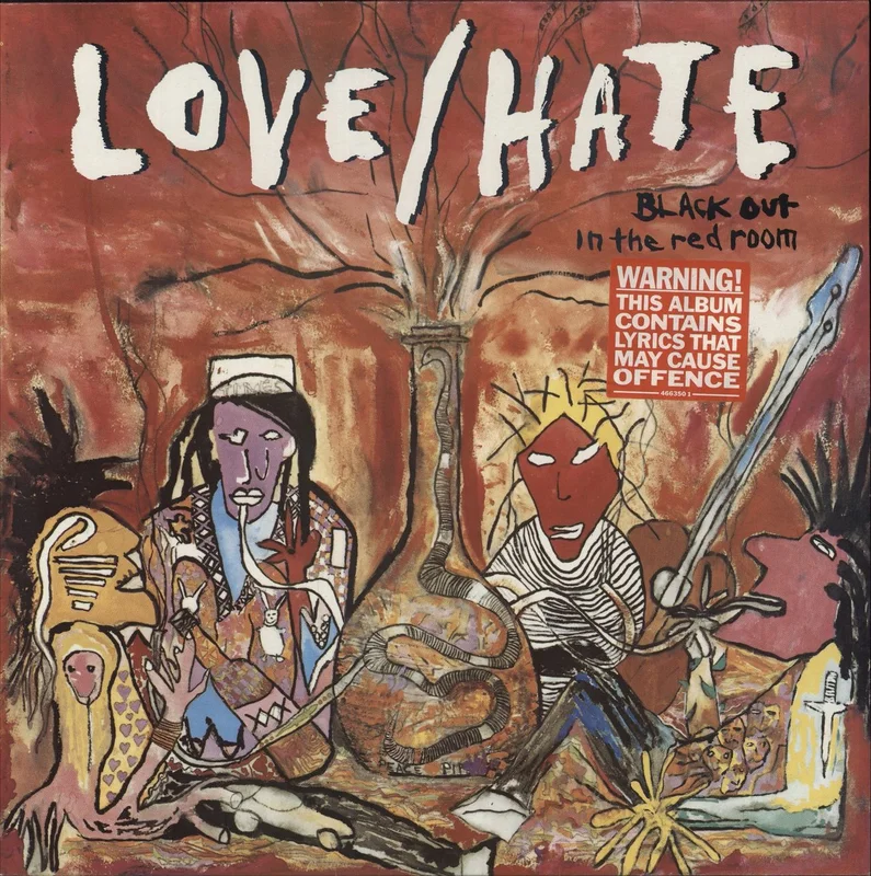 Love/Hate Black Out In The Red Room - Warning Sticker UK Vinyl LP