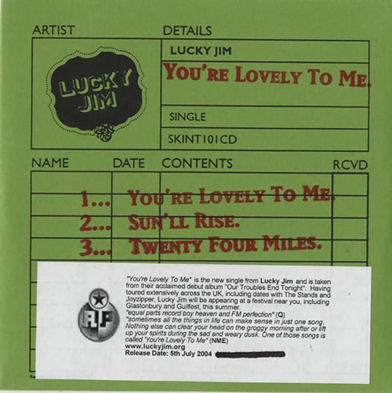 Lucky Jim You're Lovely To Me UK CD single