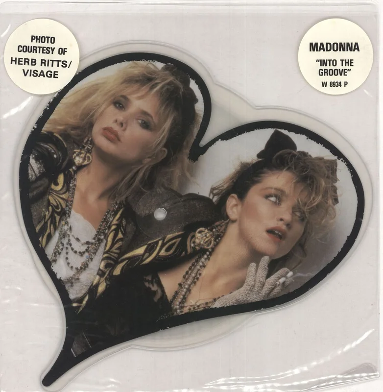 Madonna Into The Groove - Doubled Stickered PVC sleeve UK Shaped picture disc
