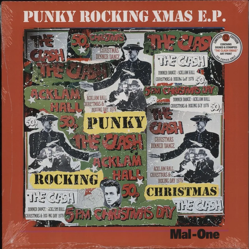 MAL-ONE Punky Rocking Xmas EP - CLASH sleeve & art print UK 12" vinyl