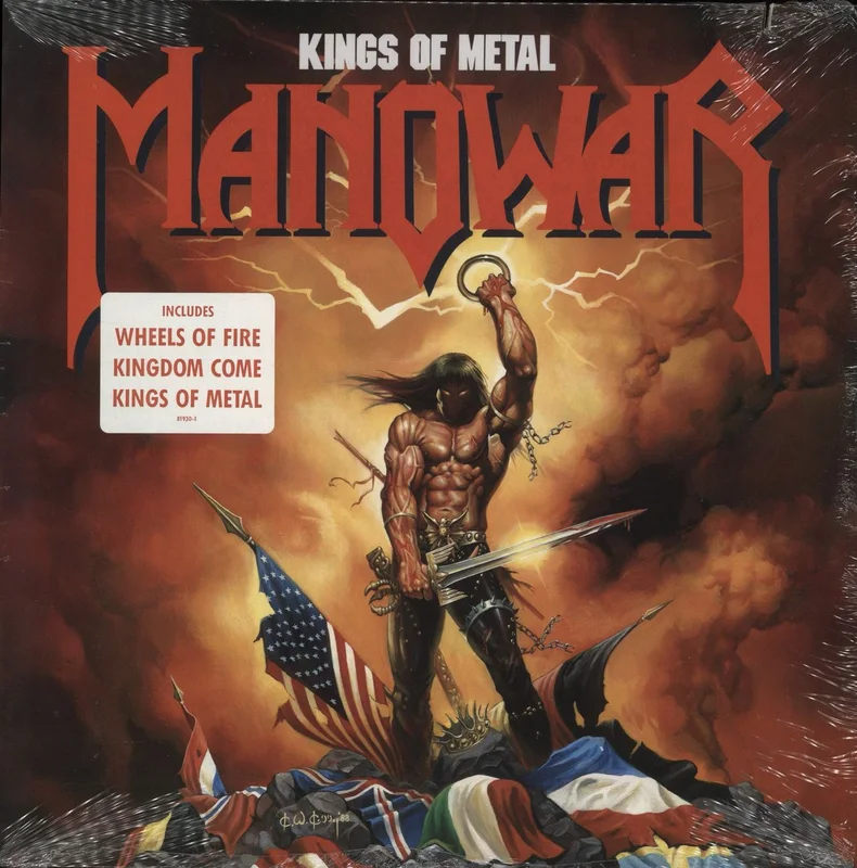 Manowar Kings Of Metal - 2nd - Open Shrink + Hype-Sticker German Vinyl LP