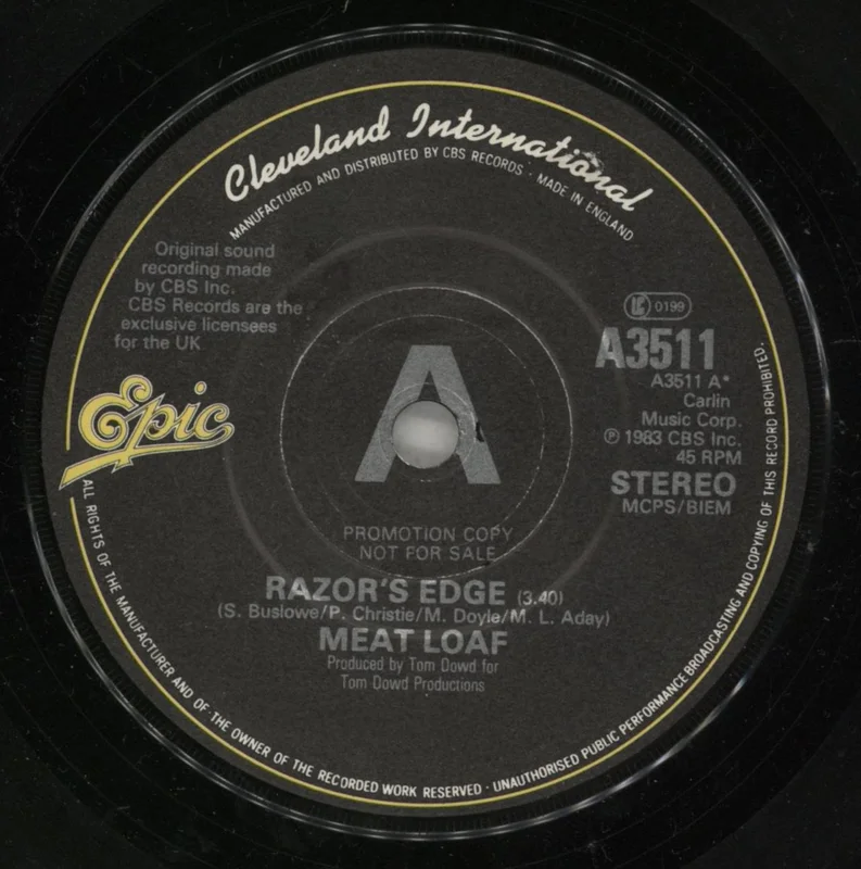 Meat Loaf Razor's Edge - A Label UK Promo 7" vinyl