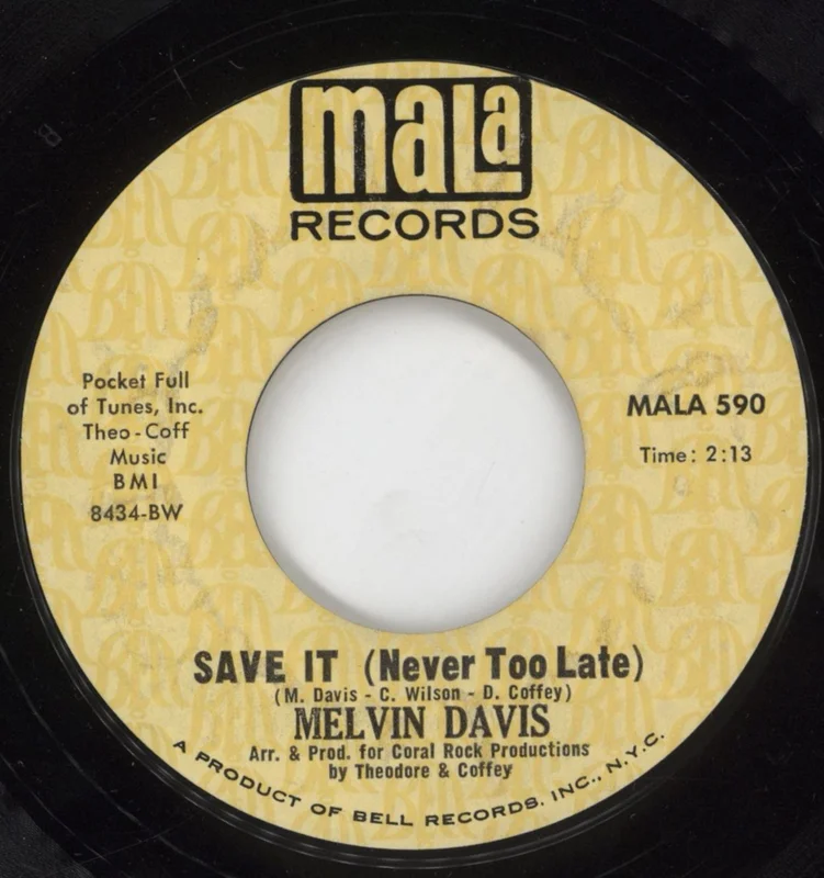 Melvin Davis Save It (Never Too Late) / This Love Was Meant To Be US 7" vinyl