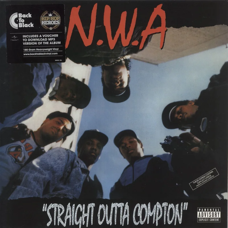 N.W.A. Straight Outta Compton - 180 Gram Black Vinyl - Hip-Hop Heroes Hype Sticker UK Vinyl LP