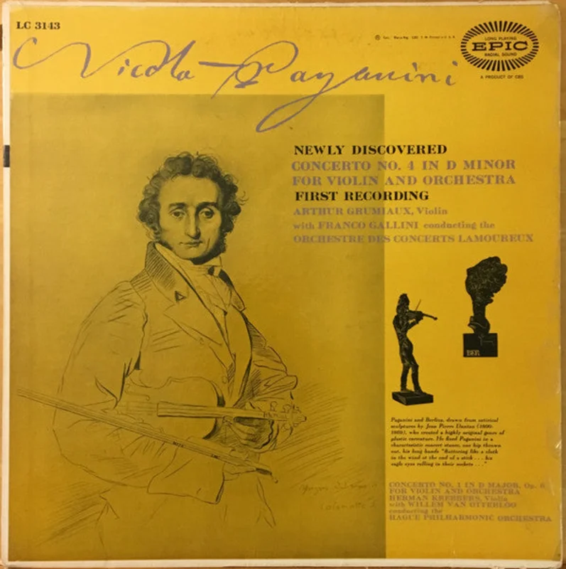 Niccol Paganini, Arthur Grumiaux, Franco Gallini, Orchestre Des Concerts Lamoureux - Concerto No. 4 In D Minor / Concerto No. 1 In D Major