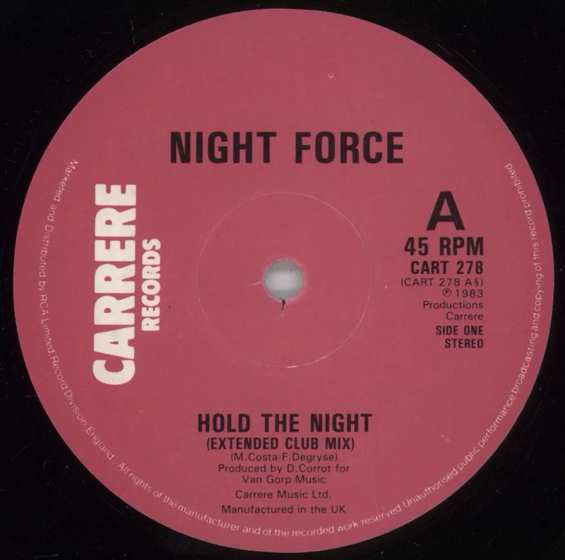 Night Force Hold The Night UK 12" vinyl