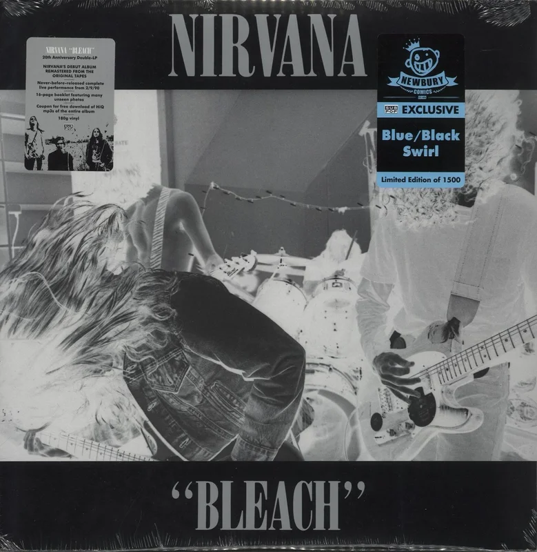 Nirvana (US) Bleach - 180gm Blue Translucent/ Black Swirl Vinyl - Sealed US 2-LP vinyl set