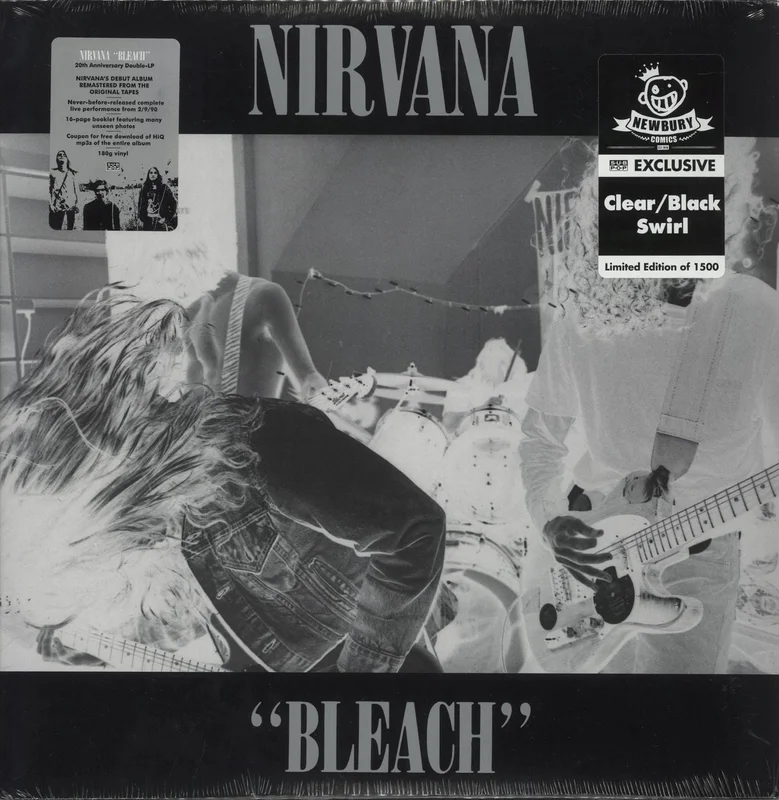 Nirvana (US) Bleach - 180gm Clear & Black Swirl Vinyl - Sealed US 2-LP vinyl set