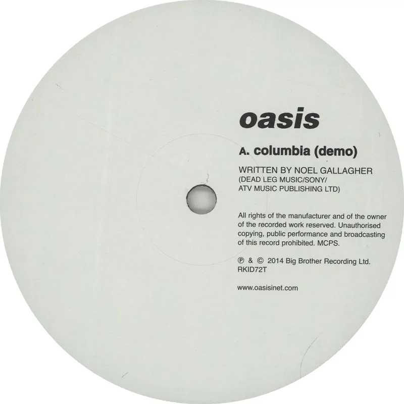 Oasis Columbia (Demo) UK 12" vinyl