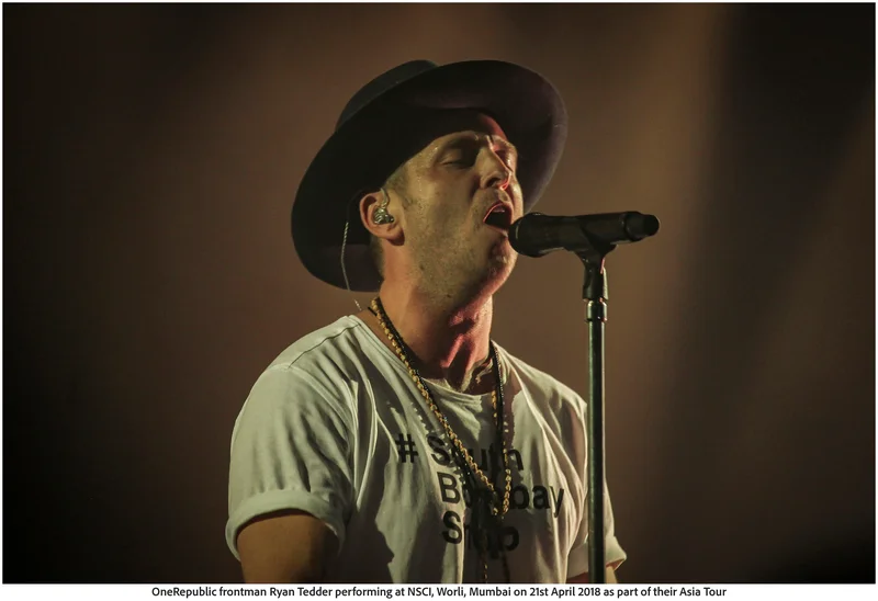 OneRepublic frontman Ryan Tedder performing at NSCI, Worli, Mumbai on 21st April 2018 as part of their Asia Tour