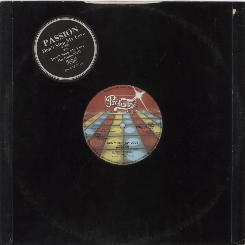 Passion Don't Stop My Love UK 12" vinyl