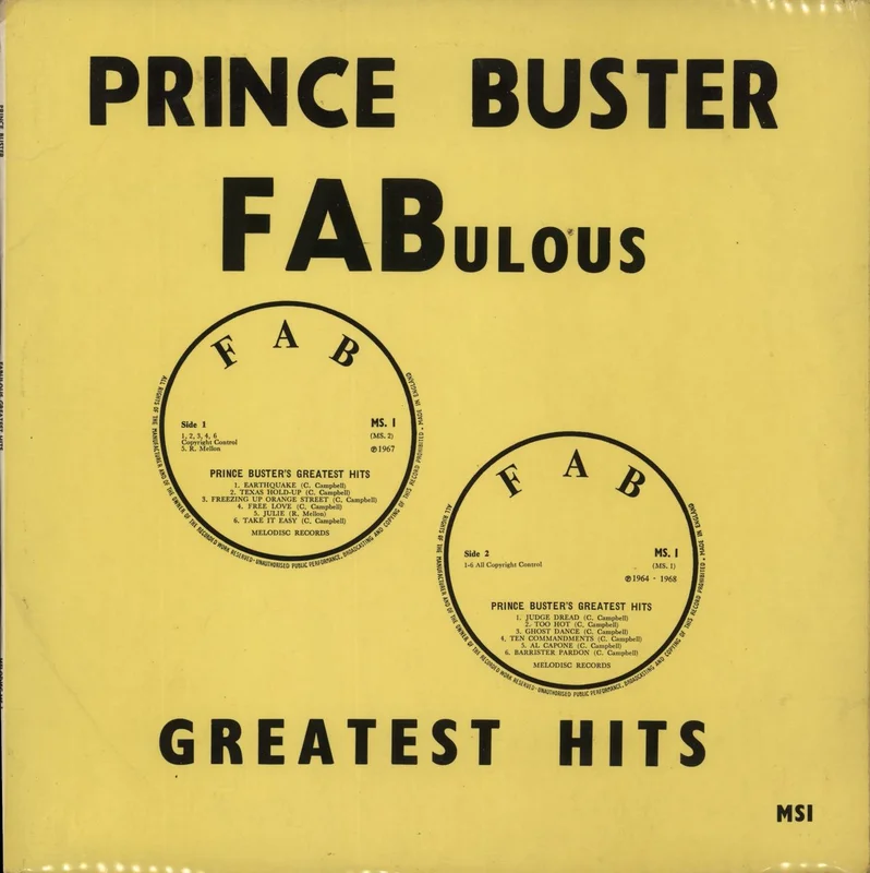Prince Buster FABulous Greatest Hits - blue label - VG UK Vinyl LP