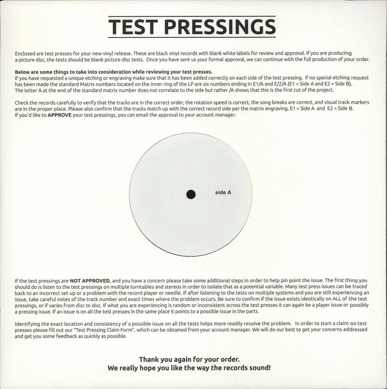 Proper. I Spent The Winter Writing Songs About Getting Better - Test Pressing UK Vinyl LP