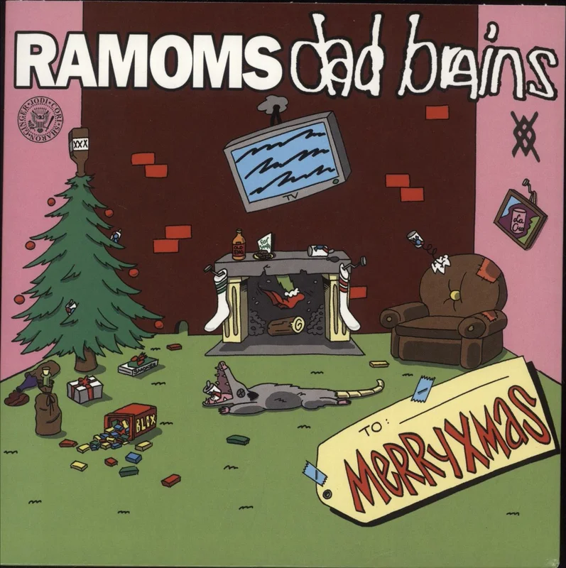 Ramoms Merryxmas - Kelly Green With Red & White Splatter Vinyl US 7" vinyl