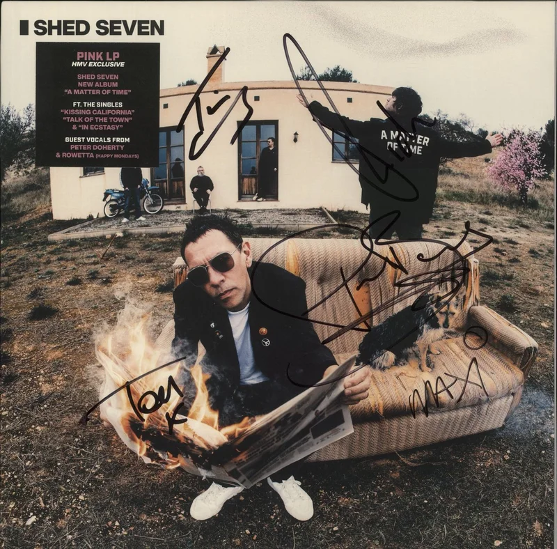 Shed Seven A Matter Of Time - Pink Vinyl + Autographed Sleeve + Wristband UK Vinyl LP