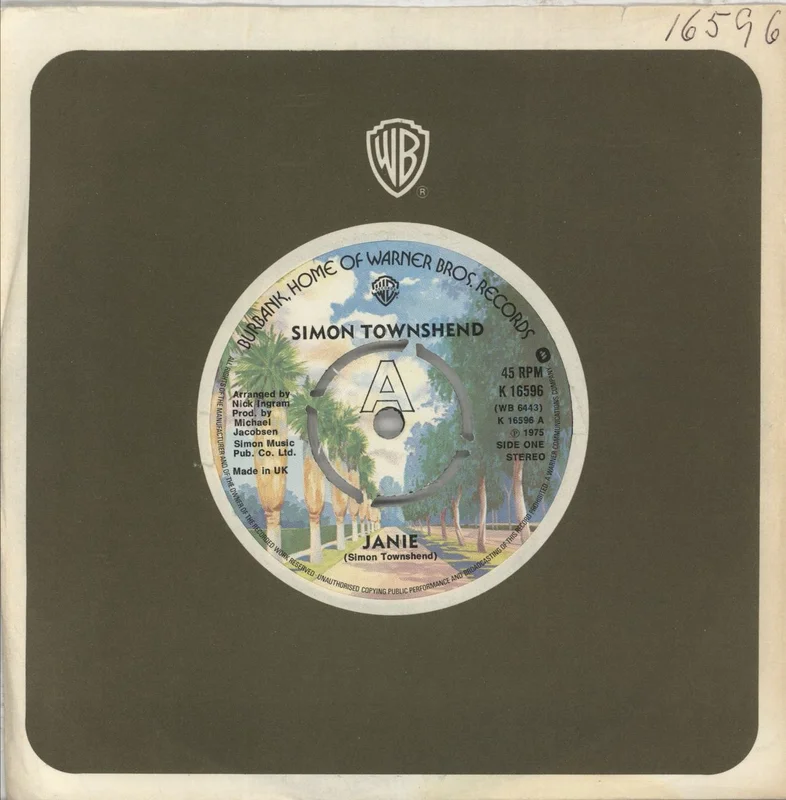 Simon Townshend Janie UK 7" vinyl