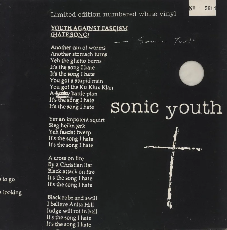 Sonic Youth Youth Against Facism - White Vinyl - EX UK 10" vinyl