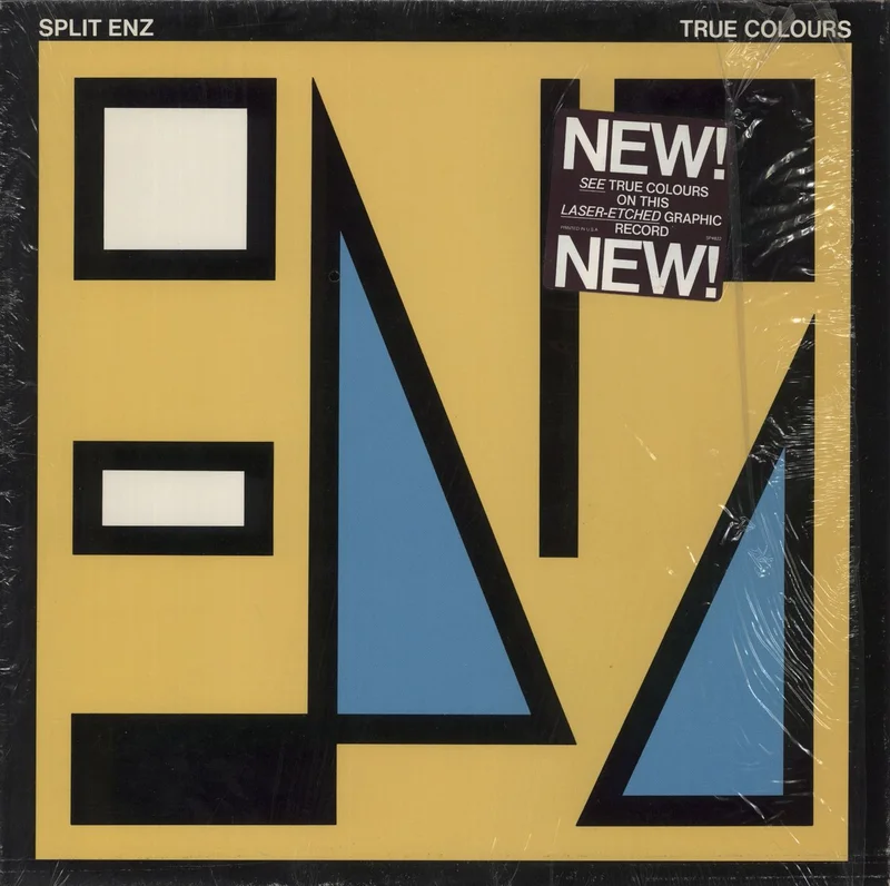 Split Enz True Colours - Yellow Sleeve - Laser Etched - Open shrink with Sticker US Vinyl LP