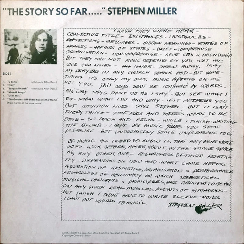 Steve Miller, Lol Coxhill - "The Story So Far..." "...Oh Really?"