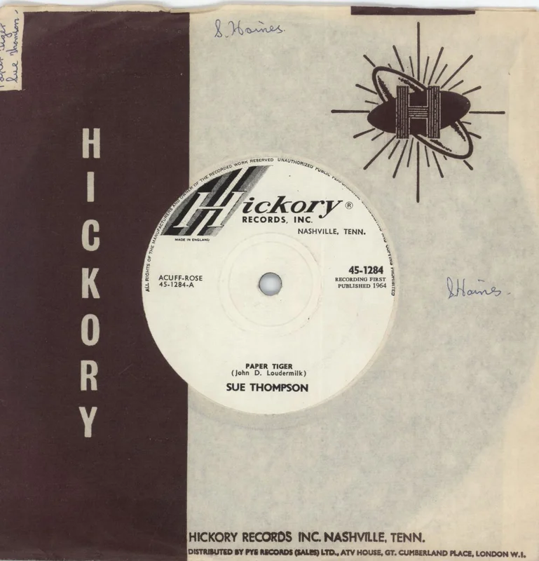 Sue Thompson Paper Tiger UK 7" vinyl