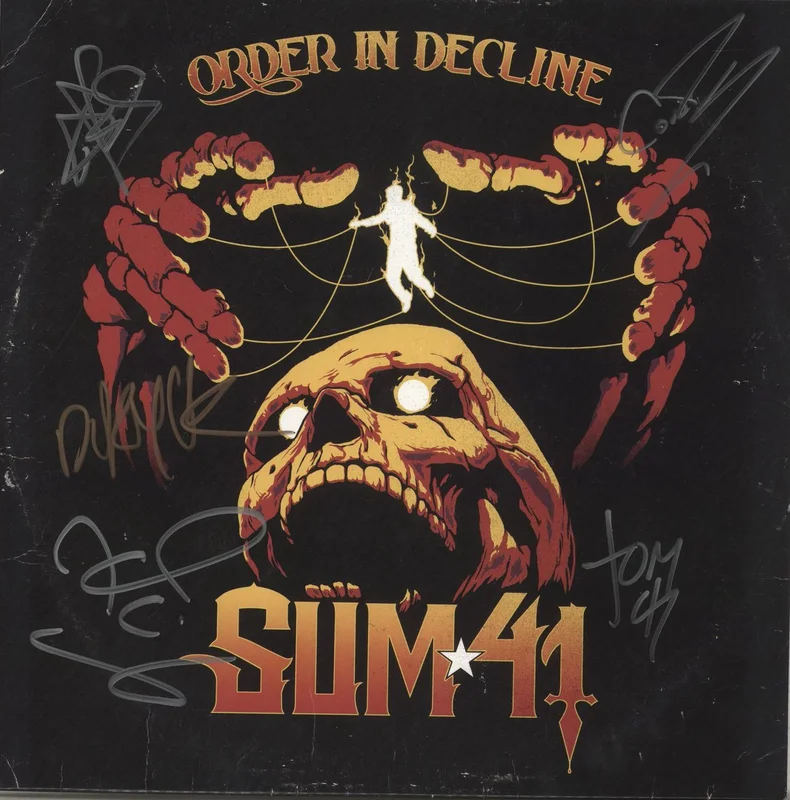 Sum 41 Order In Decline - Yellow Vinyl - Autographed UK Vinyl LP