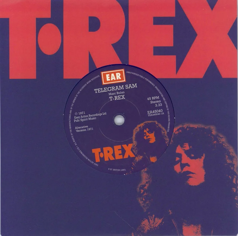 T-Rex / Tyrannosaurus Rex Telegram Sam - Blue vinyl UK 7" vinyl