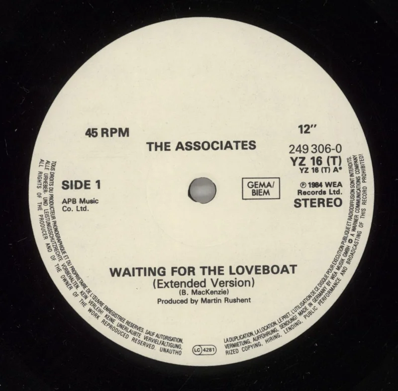The Associates Waiting For The Loveboat German 12" vinyl