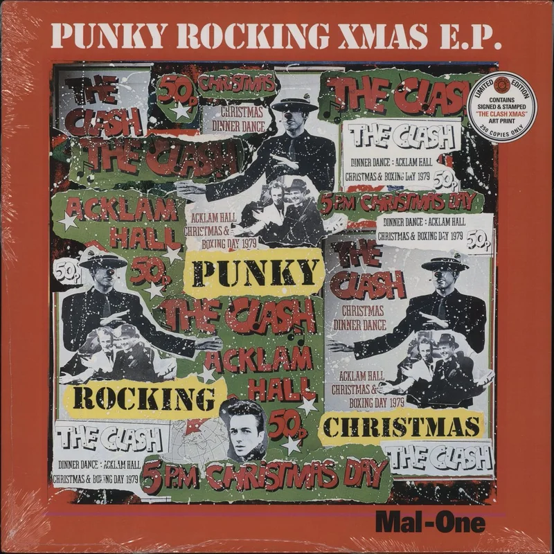 The Clash Punky Rocking Xmas EP - CLASH sleeve & art print UK 12" vinyl