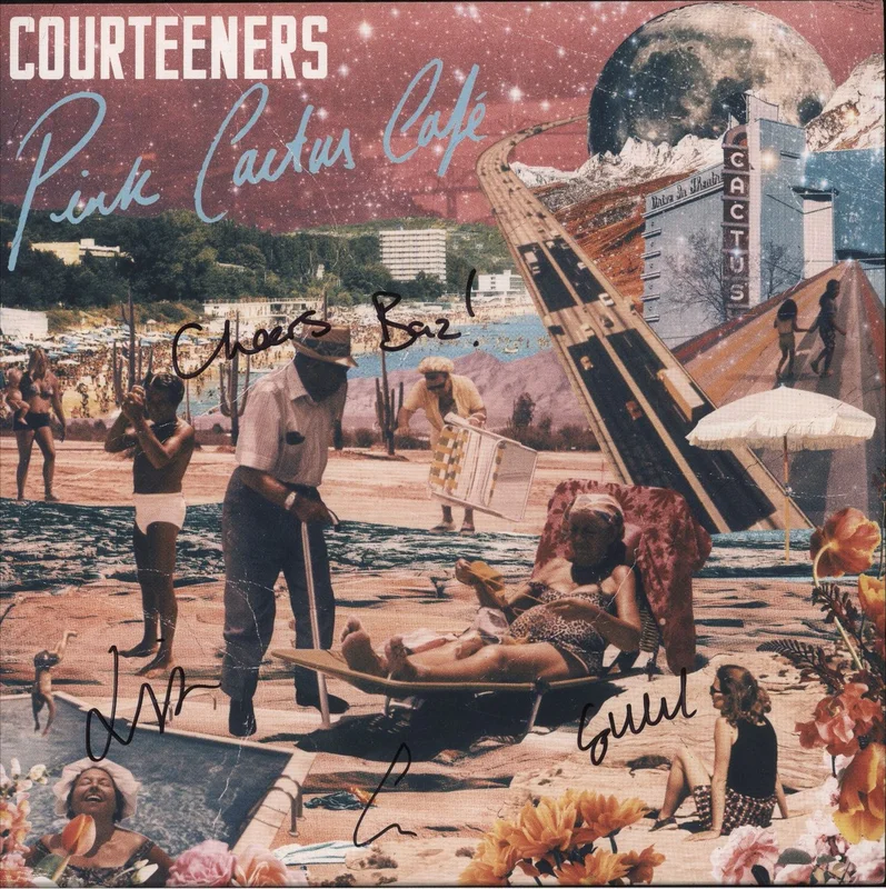 The Courteeners Pink Cactus Caf - Clear Turquoise Vinyl - Autographed UK Vinyl LP