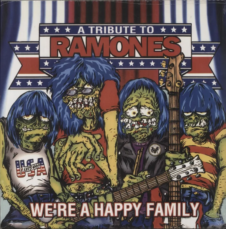 The Ramones We're A Happy Family - A Tribute To Ramones - Red/White/Blue Swirl Vinyl - Shrink US 2-LP vinyl set