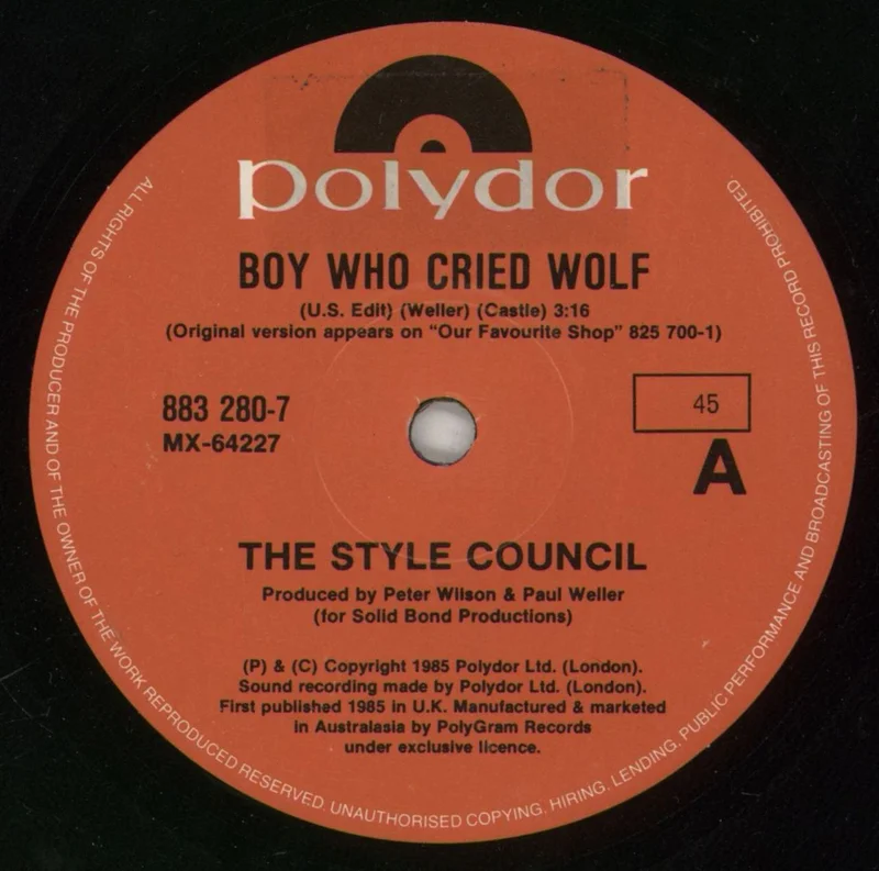 The Style Council Boy Who Cried Wolf Australian 7" vinyl