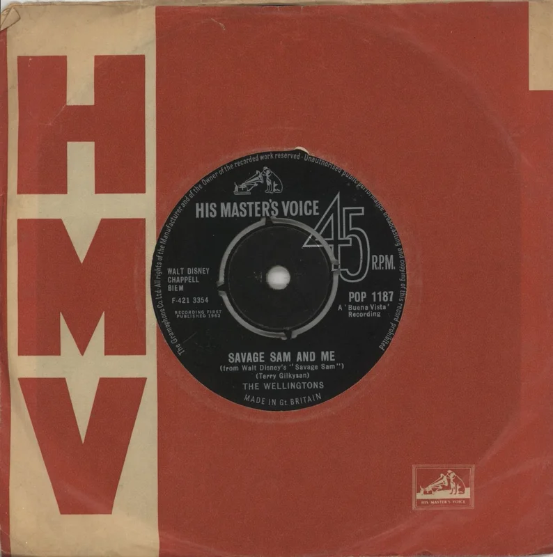 The Wellingtons Savage Sam And Me UK 7" vinyl