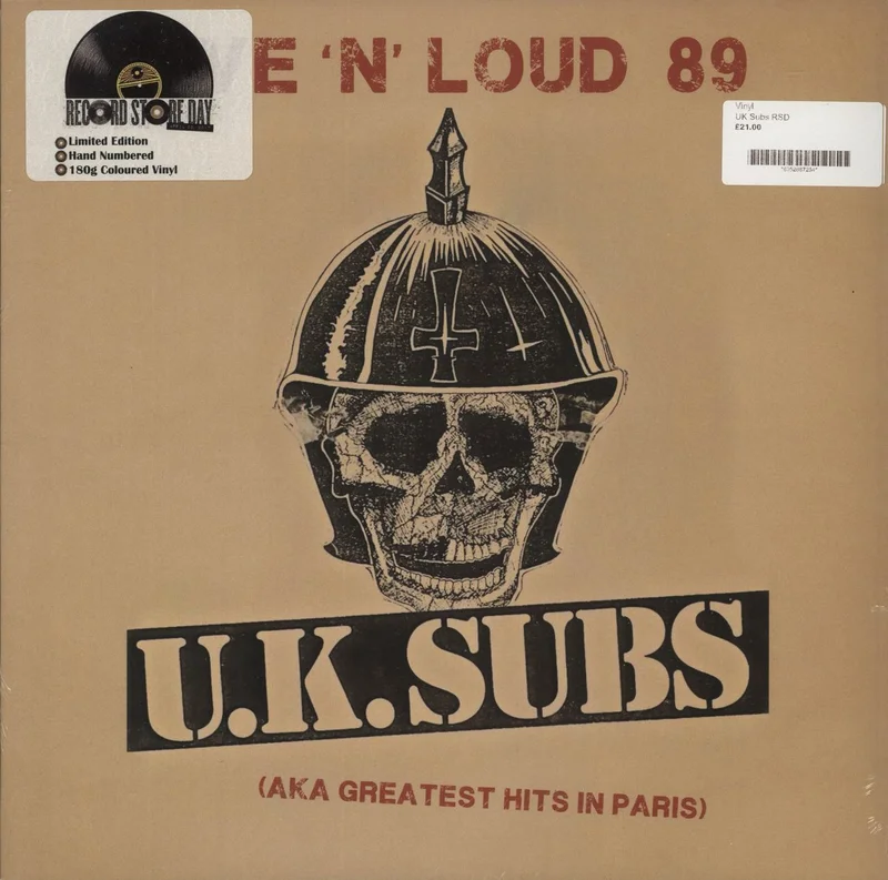 U.K. Subs Live N' Loud 1989 - Aka Greatest Hits In Paris - Red Vinyl - Sealed Cypriot Vinyl LP