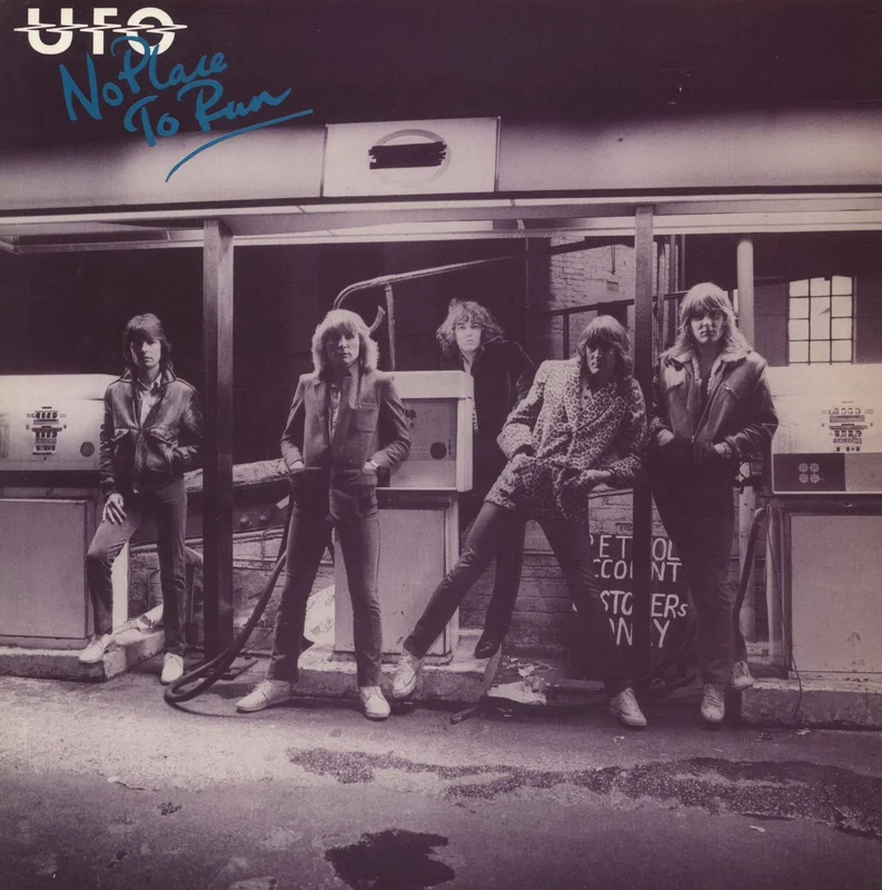 UFO No Place To Run - Blue Titles UK Vinyl LP
