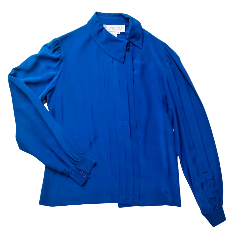Vintage 80s Silk Pleated Blouse