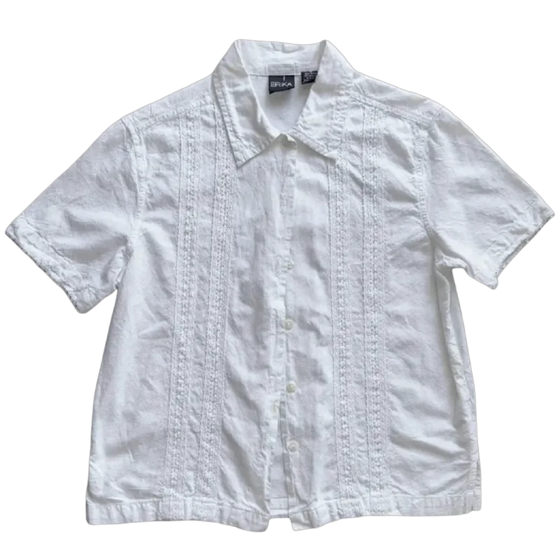 Vintage 90s White Embroidered Top (S)