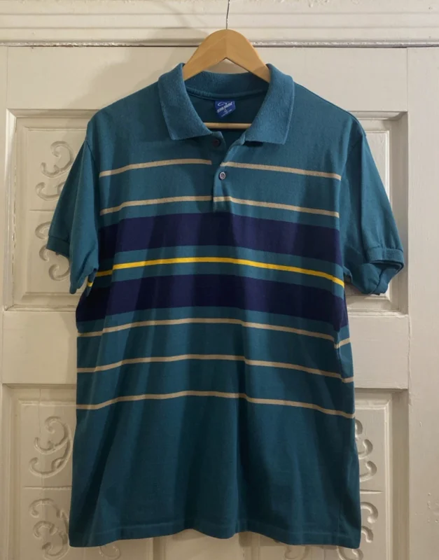 Vintage Ocean Pacific Polo Shirt Men Large Striped Made USA 90s Sz L (Tagged XL)