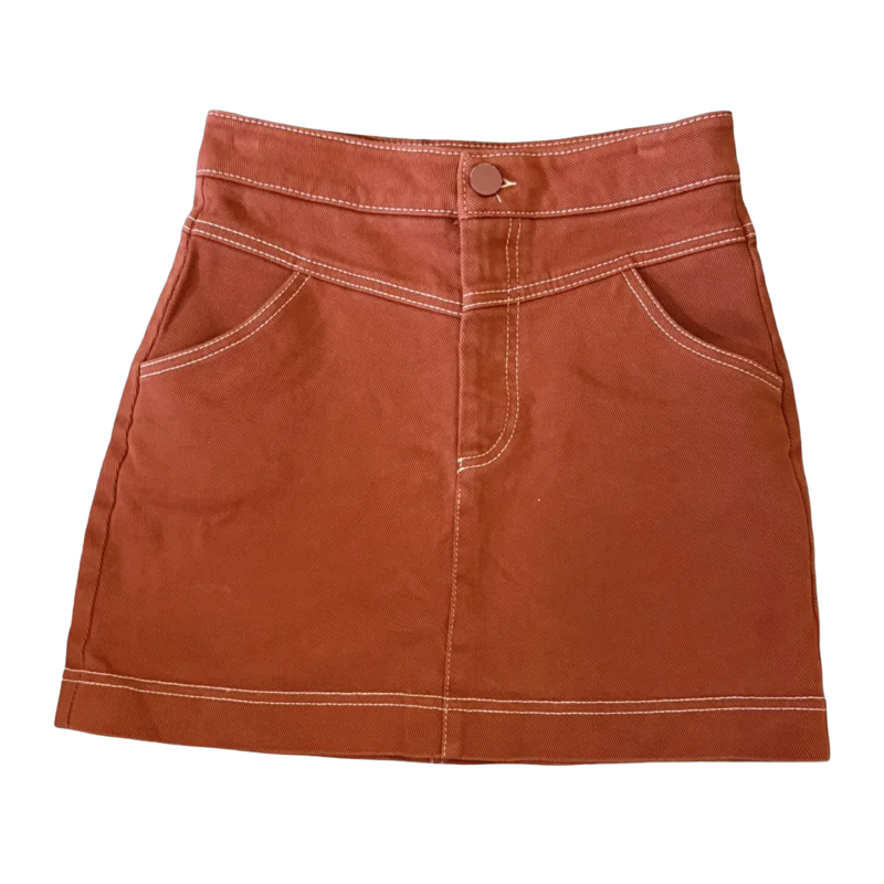 Y2K Burnt Orange Mini Skirt (XS)